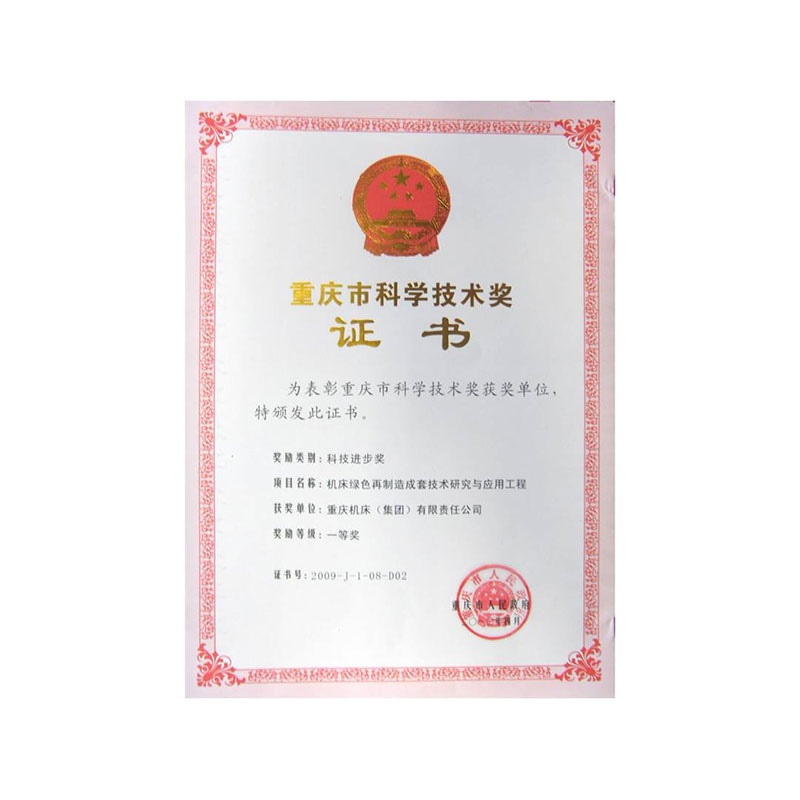 Chongqing Science and technology award certificate